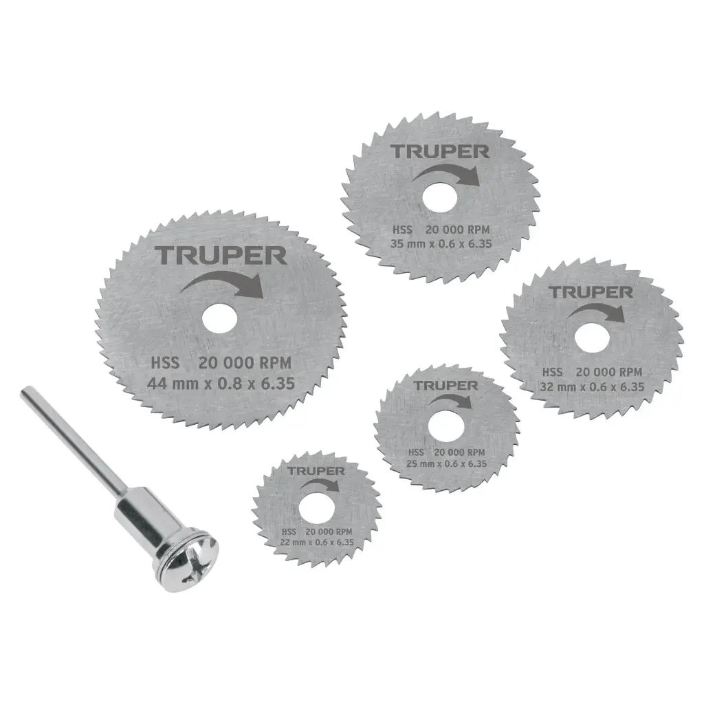 Kit de minidiscos sierra p/herramienta rotativa,5 pzs,TRUPER 102328 MOTO-5D