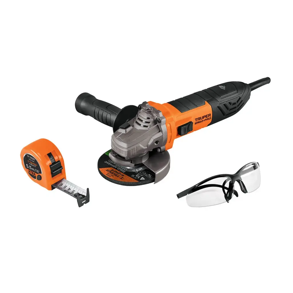 Combo esmeriladora 4-1/2", 850W,lentes y flexómetro,ERGO-PRO 100250 COMBOE-4580ALF