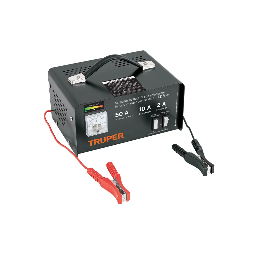 Cargador c/arrancador de 50 A para baterías de 12 V, TRUPER 13027 CARBA-50