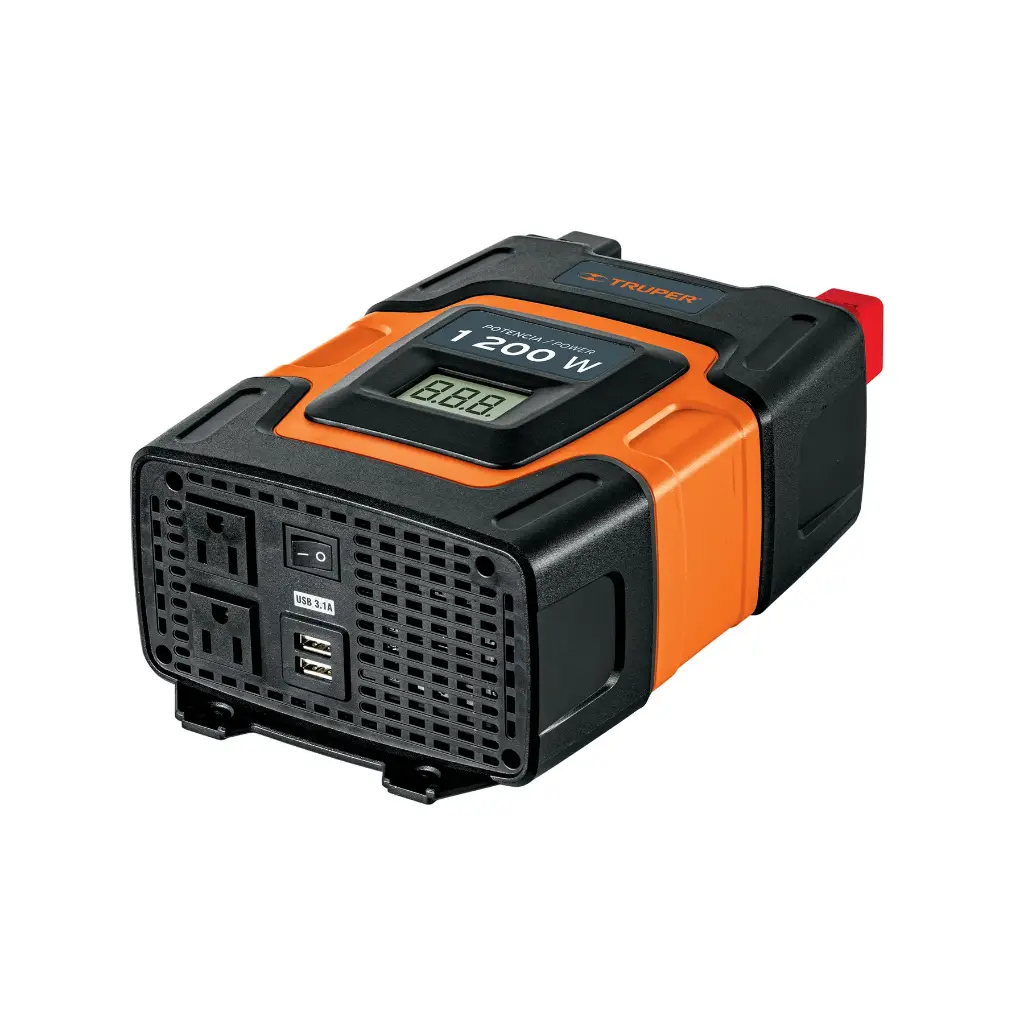Inversor de corriente de 1200 W con puertos USB, Truper 10491 INCO-1000