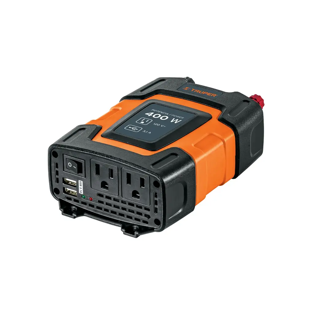 Inversor de corriente de 400 W con puertos USB, Truper 10449 INCO-400
