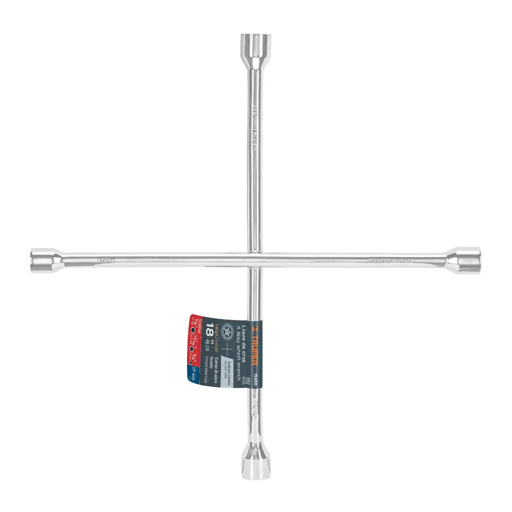 Llave de cruz 18" pulida y cromada, TRUPER 15480 LLCR-18