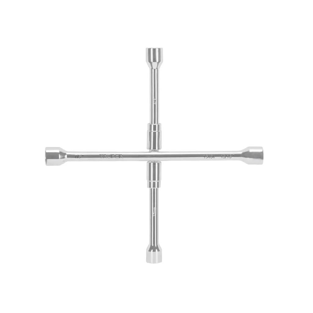 Llave de cruz 14" plegable pulida y cromada, TRUPER 15484 LLCR-14X