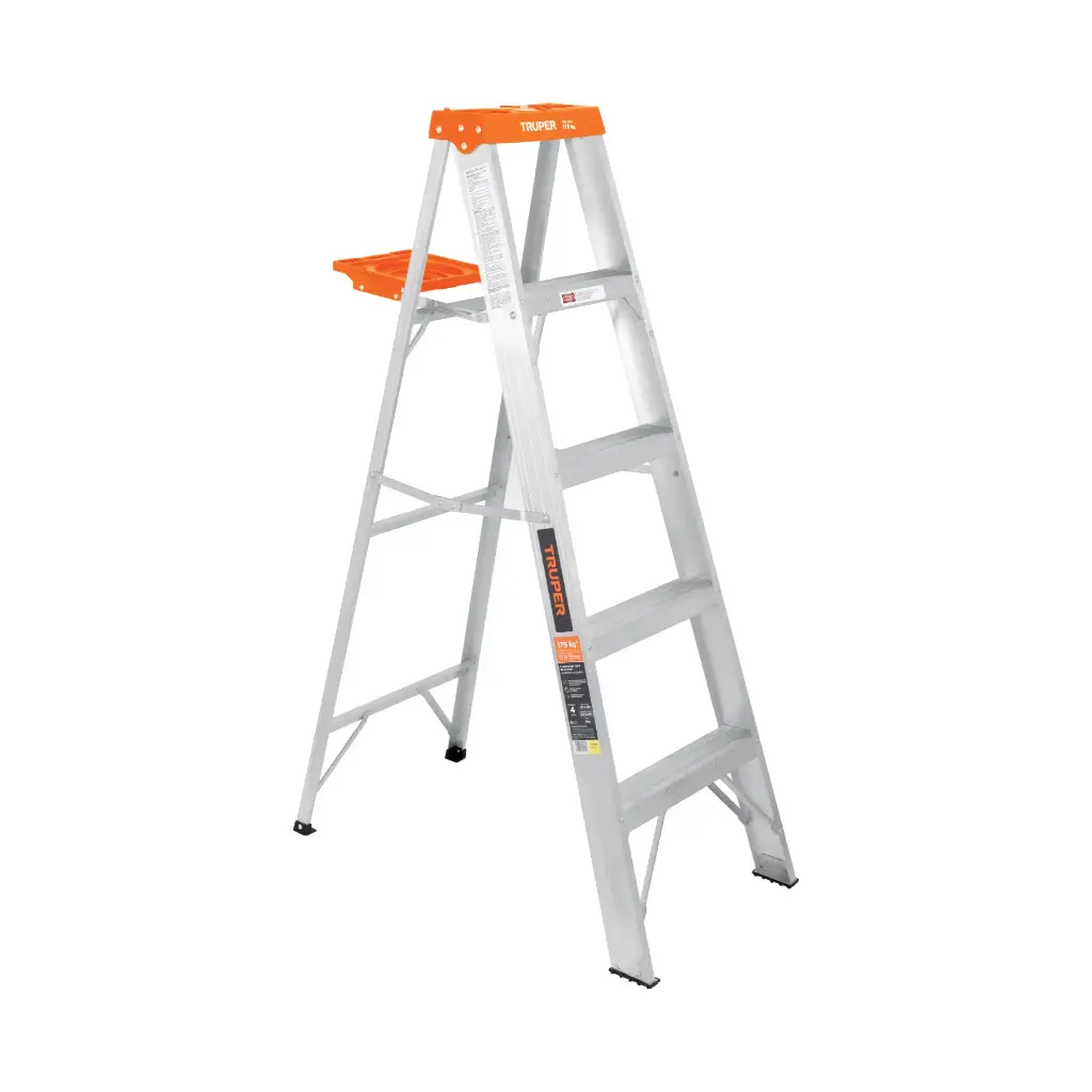 Escalera de tijera tipo ll 4 peldaños y bandeja, Truper 10264 EST-24