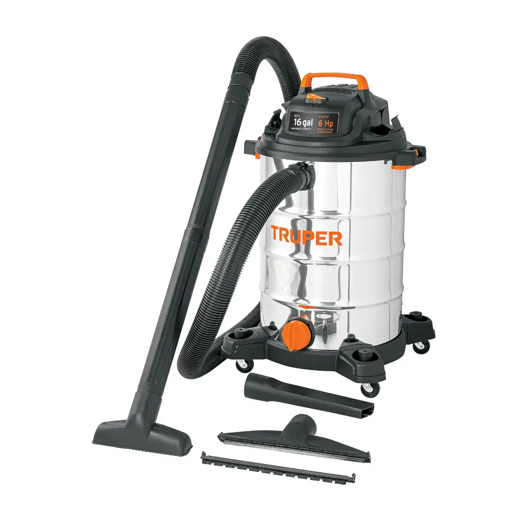 Aspiradora de sólidos y líquidos, 16 gal, acero inox, Truper 101525 ASP-16X