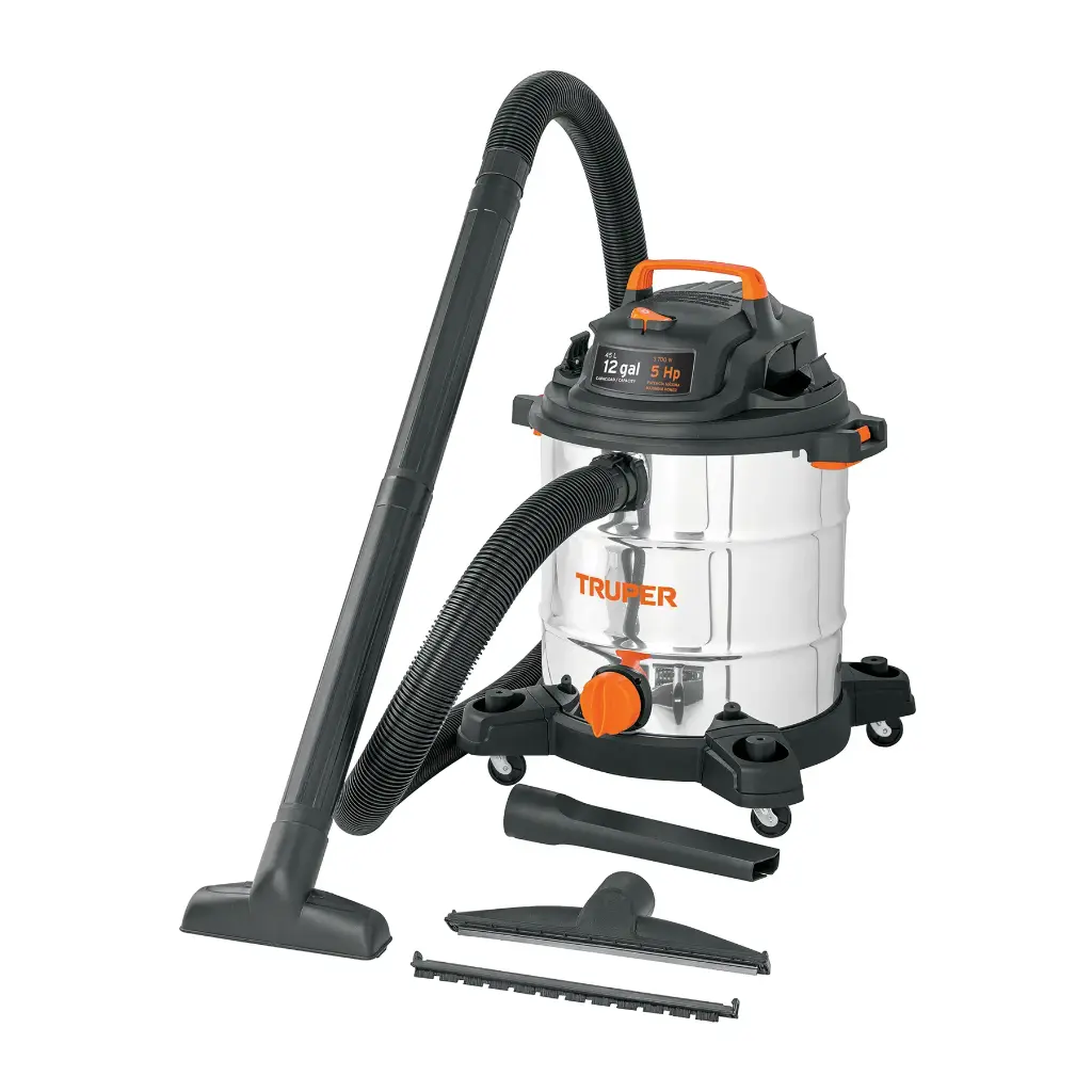 Aspiradora de sólidos y líquidos, 12 gal, acero inox, Truper 101524 ASP-12X