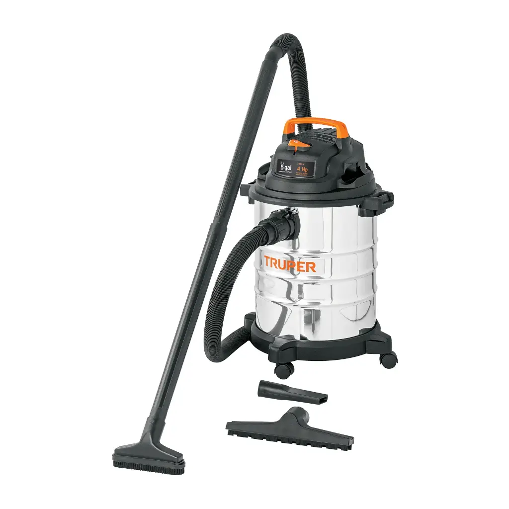 Aspiradora de sólidos y líquidos, 5 gal, acero inox, Truper 101523 ASP-5X