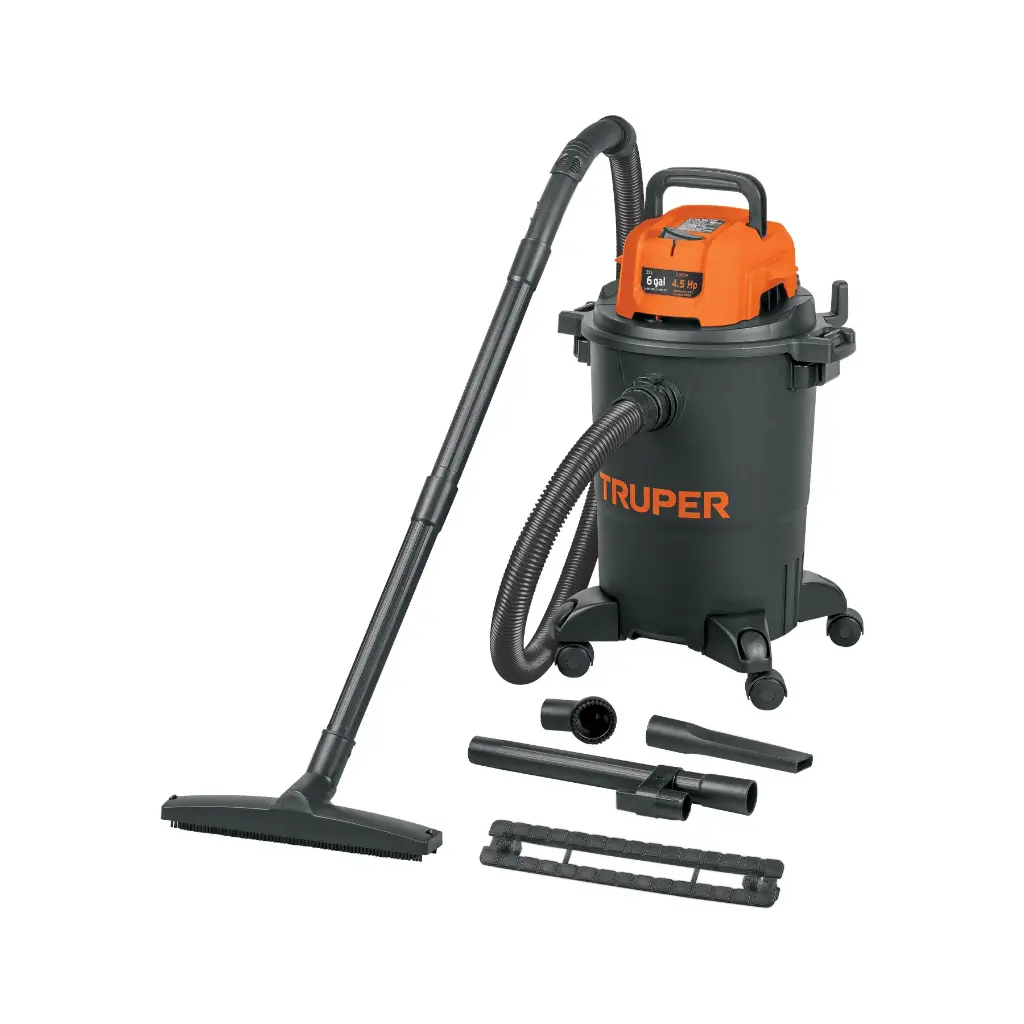 Aspiradora de sólidos y líquidos, 6 gal, plástica, negra Truper 102964 ASP-06N