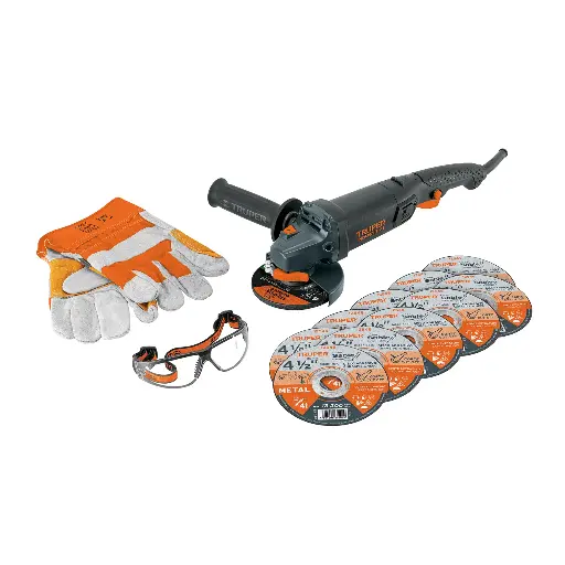 Combo esmeriladora 4-1/2",950W, discos, lentes y guantes,IND TRUPER 101456 COMBOE-4590N