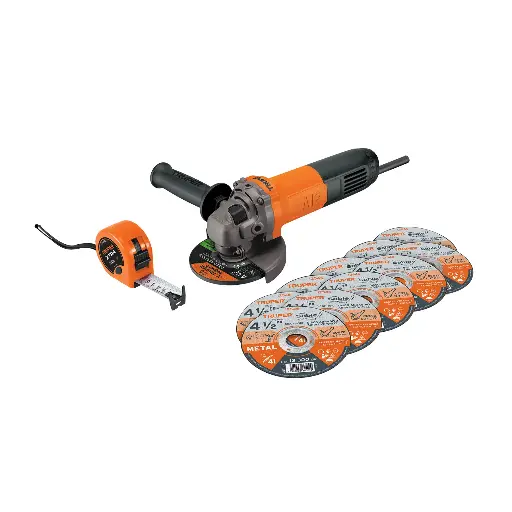 Combo esmeriladora 4-1/2", 700W, discos y flexómetro, PRO 101526 COMBOE-4-1/2A12