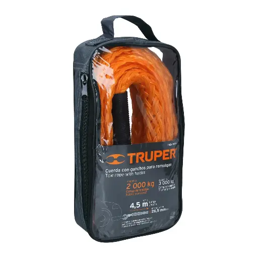Cuerda con ganchos para remolque, 27 mm x 4.5 m, Truper 18346 CREM-7/8X45