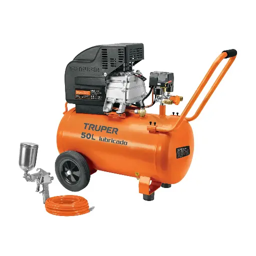 Kit Compresor lub, 50L, manguera y pistola grav,127V, TRUPER 16095 COMP-KIT50
