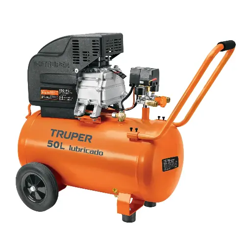 Compresor lubricado, 50L, 3-1/2HP, horizontal, 127V, TRUPER 15007 COMP-50LT