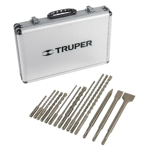 Juego de 15 brocas y cinceles SDS plus en estuche, Truper 11897 JSDS-15